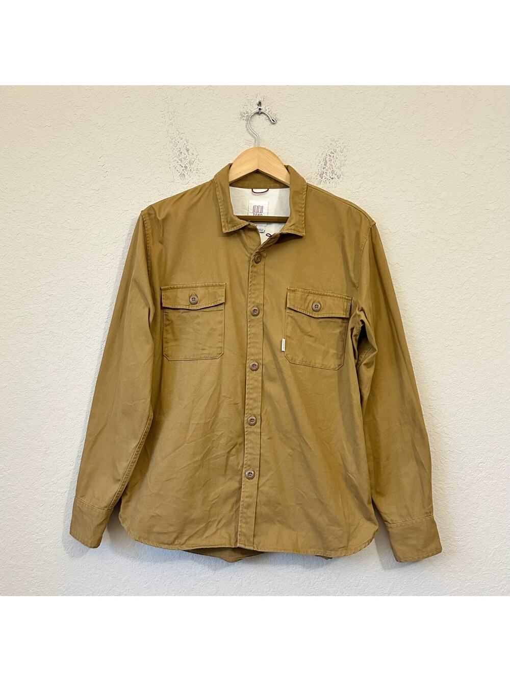 TOPO DESIGNS Field Shirt Brown Khaki Organic Cotton Twill Long Sleeve